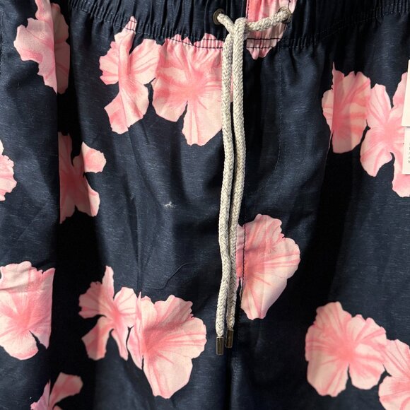 The Endless Summer Swim Trunks - Navy with Large Pink Flowers (XL) - Picture 4 of 7